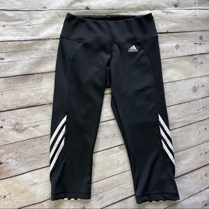 Adidas Black white stripes sport capris for Women Dri fit climalite size M